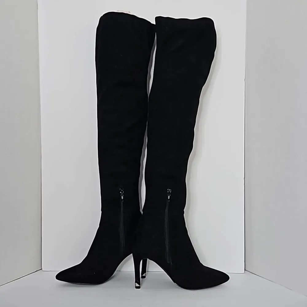 Call It Spring Thigh High Black Boots Nubuck Rosenman Size 6/36